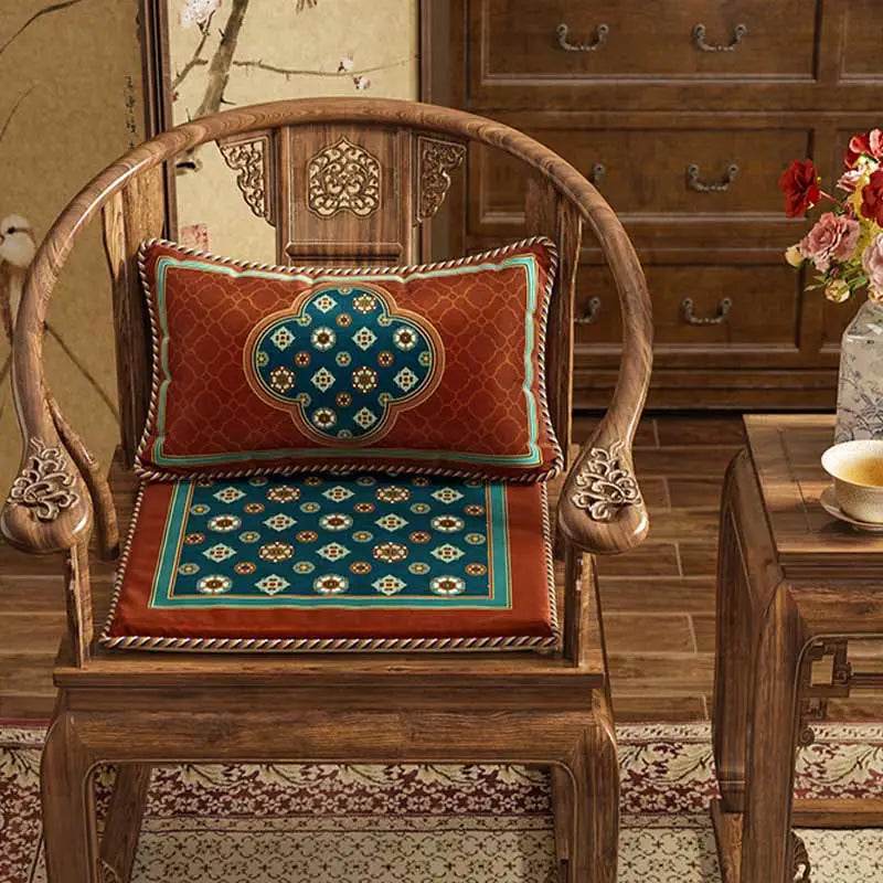 Chinoiserie Small Ball Pattern Short Plush Lumbar Pillow - SinoCultural -- WP028A01