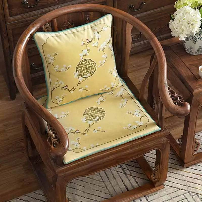 Chinoiserie Classical Windows Short Plush Chair Cushion - SinoCultural -- SC030A38
