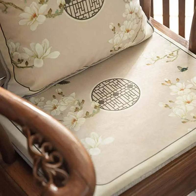 Chinoiserie Classical Windows Short Plush Chair Cushion - SinoCultural -- SC030A38