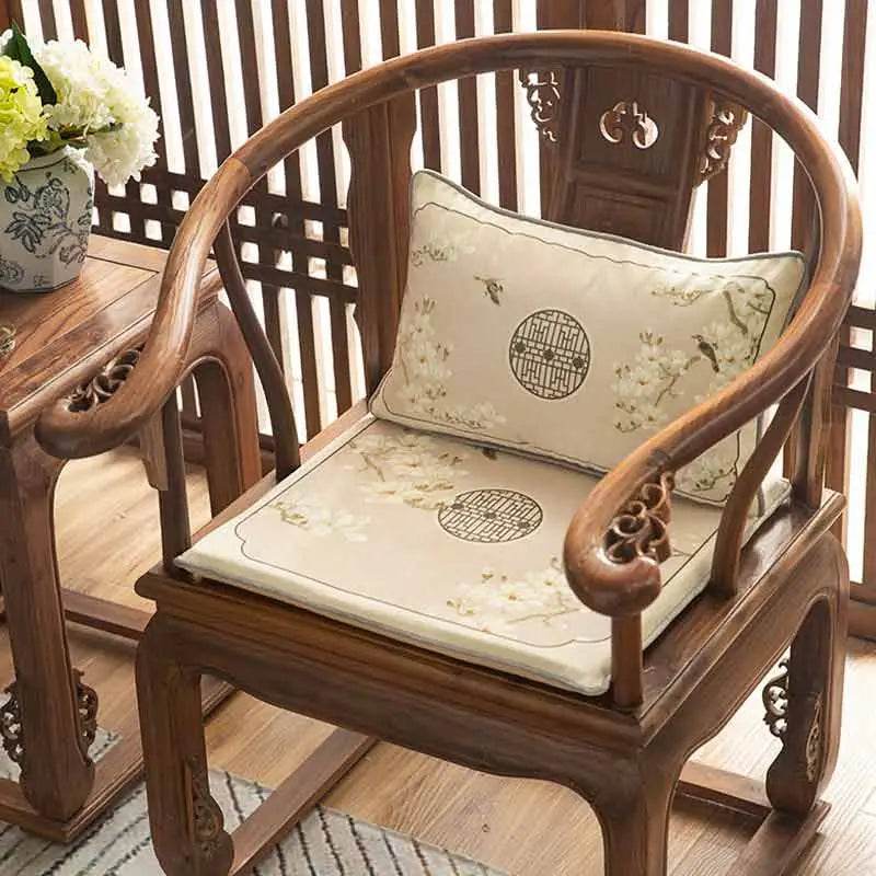 Chinoiserie Classical Windows Short Plush Chair Cushion - SinoCultural -- SC030A38