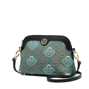 Embroidery Leather Shoulder Shell Bag Auspicious Clouds - SinoCultural -- SC1605-Q1
