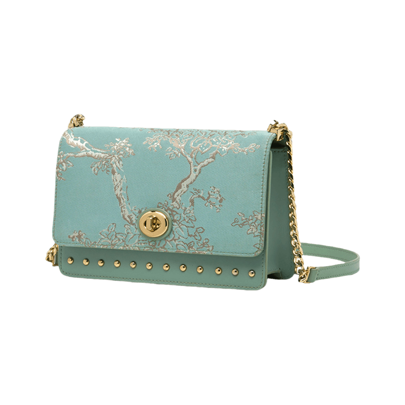 Embroidery Leather Chain Shoulder Bag Sacred Tree Handbag - SinoCultural -- SC1628-A2