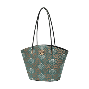 Embroidery Leather Shoulder Tote Bag Cloud Pattern Handbag - SinoCultural -- SC1682-A2