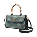 Embroidery Leather Bag Zhuang Brocade Bamboo Handle Handbag - SinoCultural -- SC1686-G1