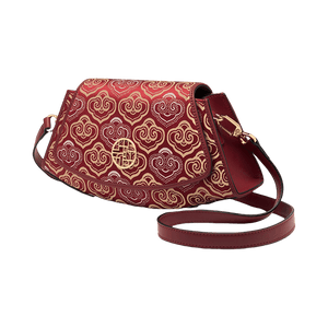 Embroidery Leather Single Shoulder Underarm Bag Auspicious Cloud - SinoCultural -- SC1688-D5
