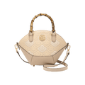 Embroidery Leather Tote Bag Bamboo Handle Auspicious Cloud - SinoCultural -- SC1689-B1