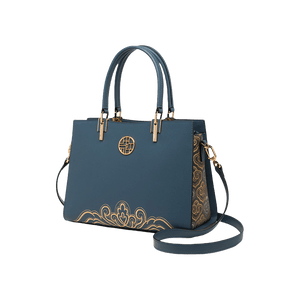 Embroidery Leather Crossbody Tote Bag Chinese Style Handbag - SinoCultural -- SC1709-D5