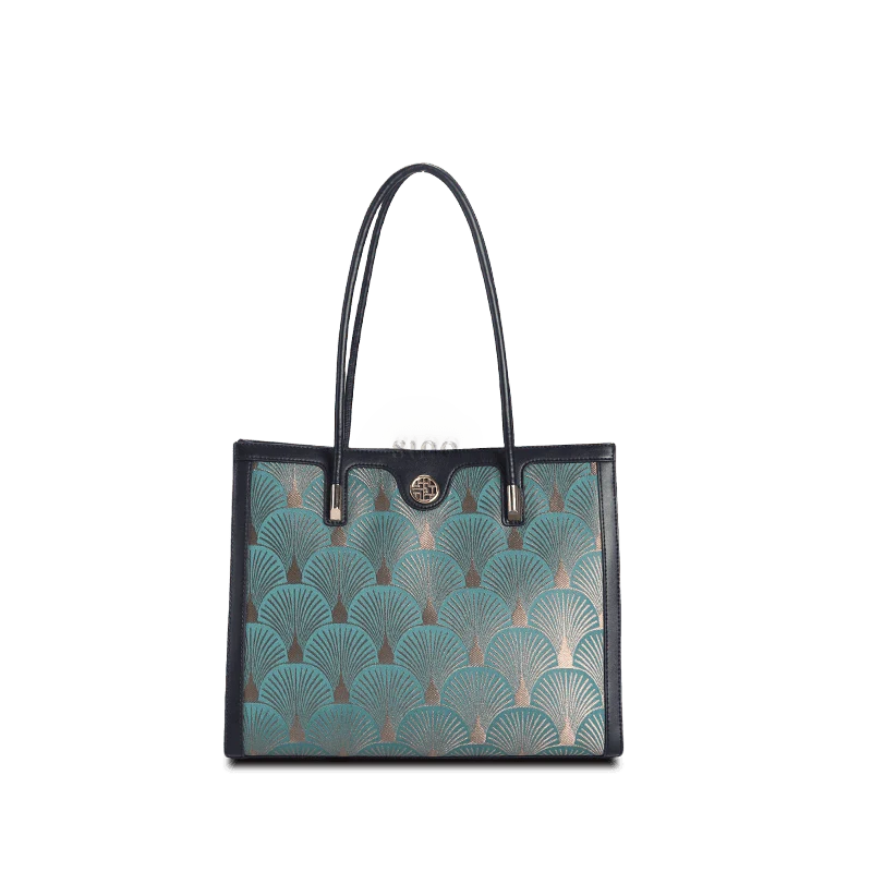 Embroidery Leather Elegant Single Shoulder Tote Bag with a Pocket - SinoCultural -- SC1750-A3