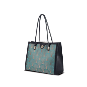 Embroidery Leather Elegant Single Shoulder Tote Bag with a Pocket - SinoCultural -- SC1750-A3