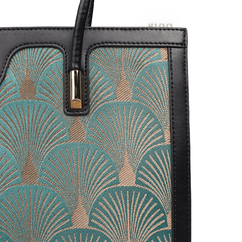 Embroidery Leather Elegant Single Shoulder Tote Bag with a Pocket - SinoCultural -- SC1750-A3