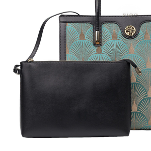 Embroidery Leather Elegant Single Shoulder Tote Bag with a Pocket - SinoCultural -- SC1750-A3