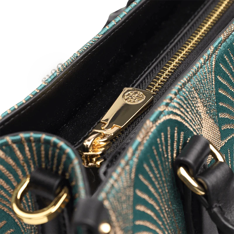 Embroidery Leather Elegant Commute Crossbody Tote Bag - SinoCultural -- SC1752-A3