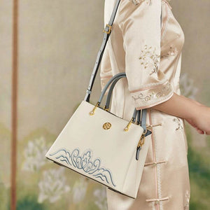 Embroidery Genuine Leather Elegant Crossbody Bag - SinoCultural -- SC1753-A2