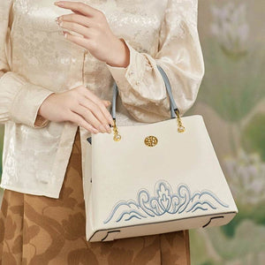 Embroidery Genuine Leather Elegant Crossbody Bag - SinoCultural -- SC1753-A2