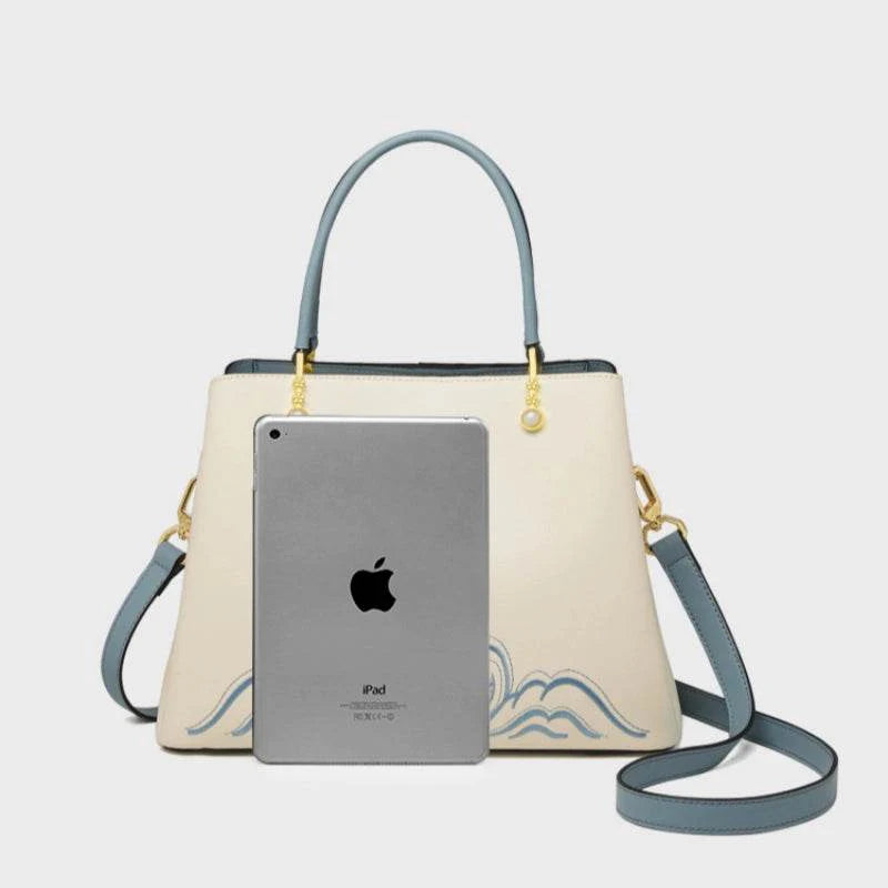 Embroidery Genuine Leather Elegant Crossbody Bag - SinoCultural -- SC1753-A2