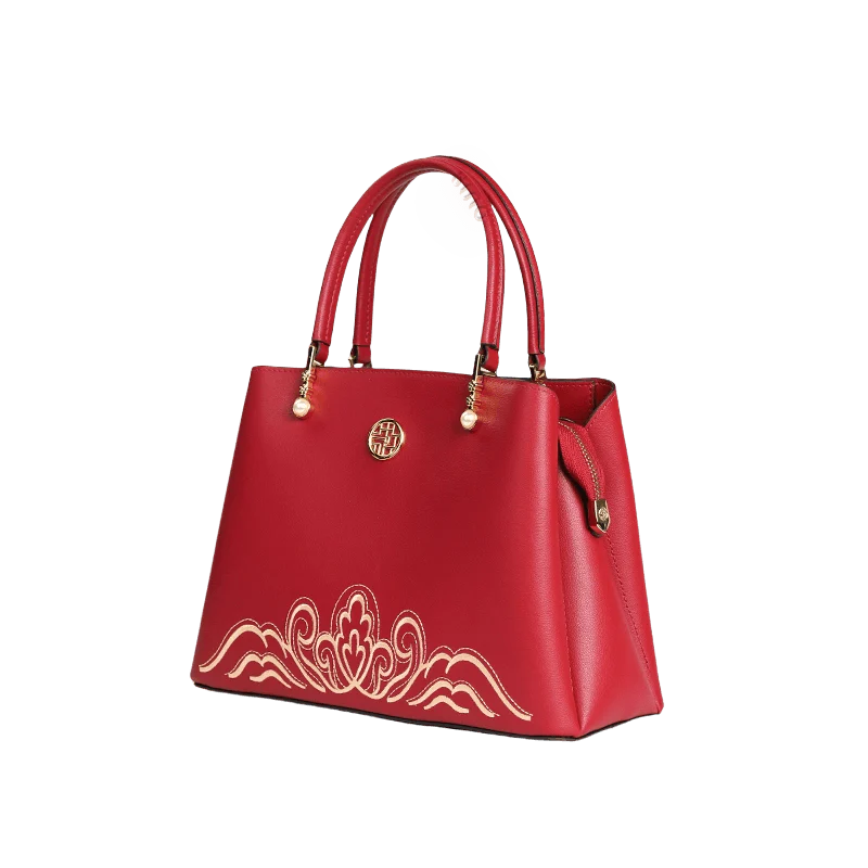 Embroidery Genuine Leather Elegant Crossbody Bag - SinoCultural -- SC1753-A4
