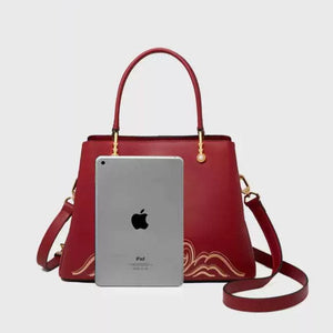 Embroidery Genuine Leather Elegant Crossbody Bag - SinoCultural -- SC1753-A4