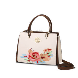 Embroidery Genuine Leather Floral Elegant Crossbody Bag - SinoCultural -- SC1754-A2
