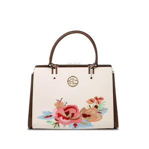 Embroidery Genuine Leather Floral Elegant Crossbody Bag - SinoCultural -- SC1754-A2