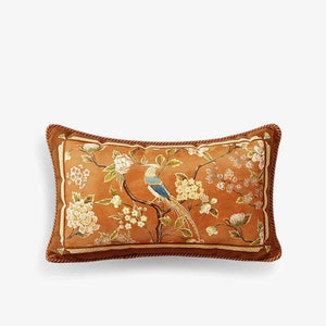 Chinoiserie Original Flowers and Birds Throw Pillow Orange Melody - SinoCultural -- SJZBZ043A01