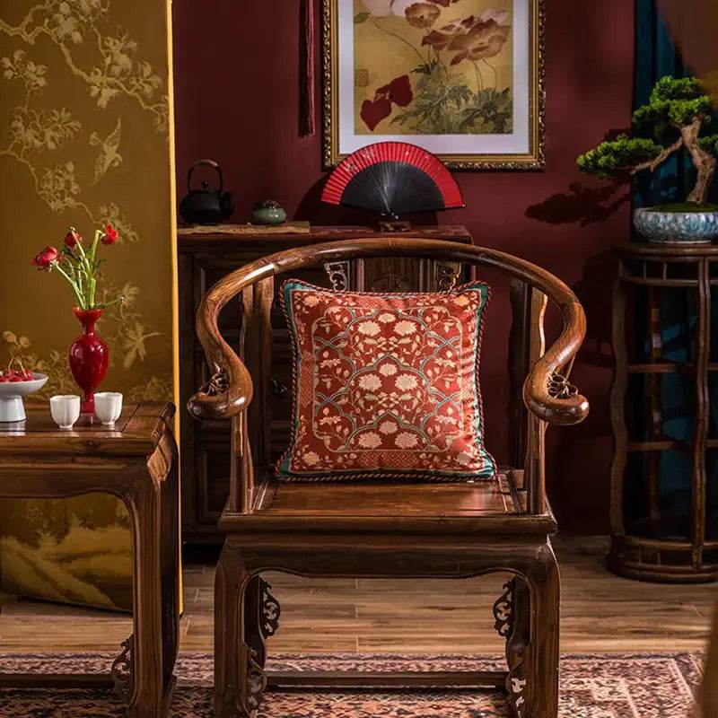 Chinoiserie Red Elegance Wedding Sofa Pillow Cushion - SinoCultural -- SJZBZ044A01