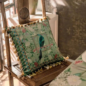 Chinoiserie Vintage Flowers and Birds Throw Pillow - SinoCultural -- SJZBZ048A01