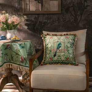 Chinoiserie Vintage Flowers and Birds Throw Pillow - SinoCultural -- SJZBZ048A01
