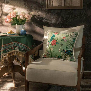 Chinoiserie Vintage Flowers and Birds Throw Pillow - SinoCultural -- SJZBZ048A01