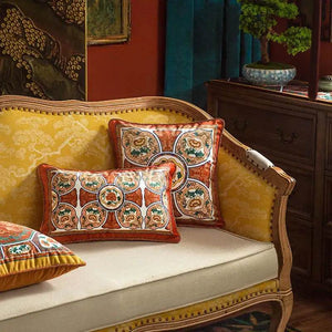Chinoiserie Red-Yellow Classic Retro Luxurious Throw Pillow - SinoCultural -- SJZBZ056A01