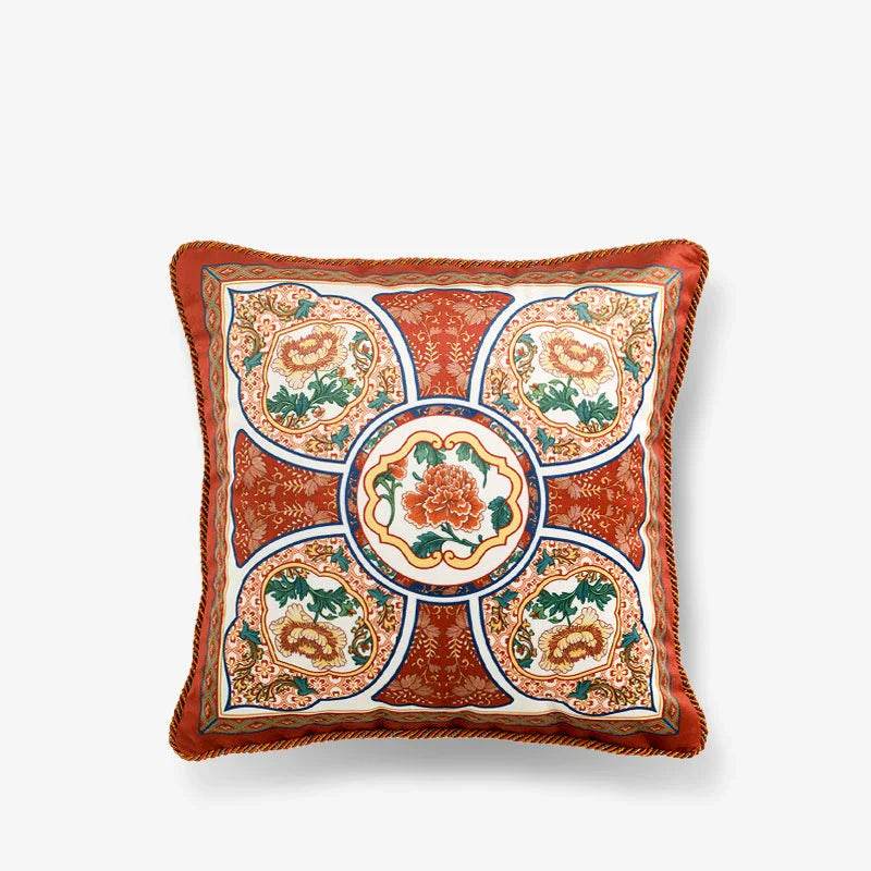 Chinoiserie Red-Yellow Classic Retro Luxurious Throw Pillow - SinoCultural -- SJZBZ056A01