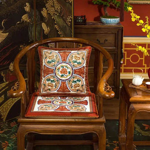 Chinoiserie Red-Yellow Classic Retro Luxurious Throw Pillow - SinoCultural -- SJZBZ056A01