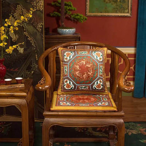 Chinoiserie Red-Yellow Classic Retro Luxurious Throw Pillow - SinoCultural -- SJZBZ056A01