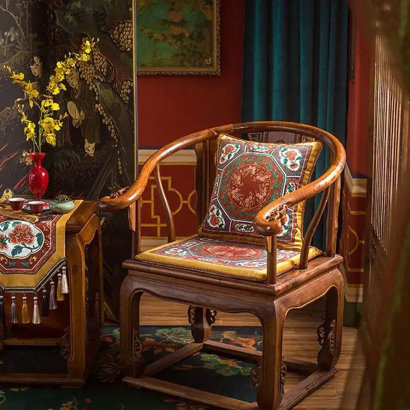 Chinoiserie Red-Yellow Classic Retro Luxurious Throw Pillow - SinoCultural -- SJZBZ056A01