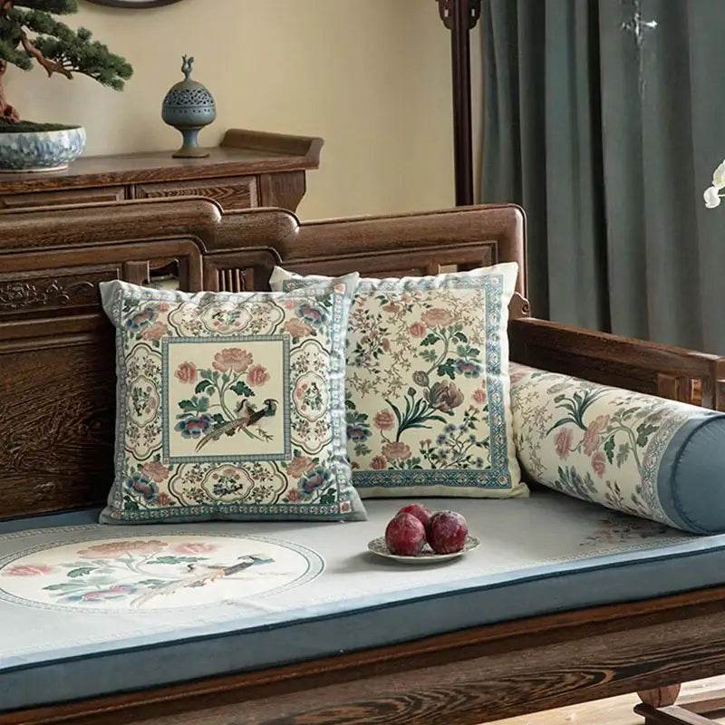 Chinoiserie Original Flowers and Birds Throw Pillow - SinoCultural -- SJZBZ058A01