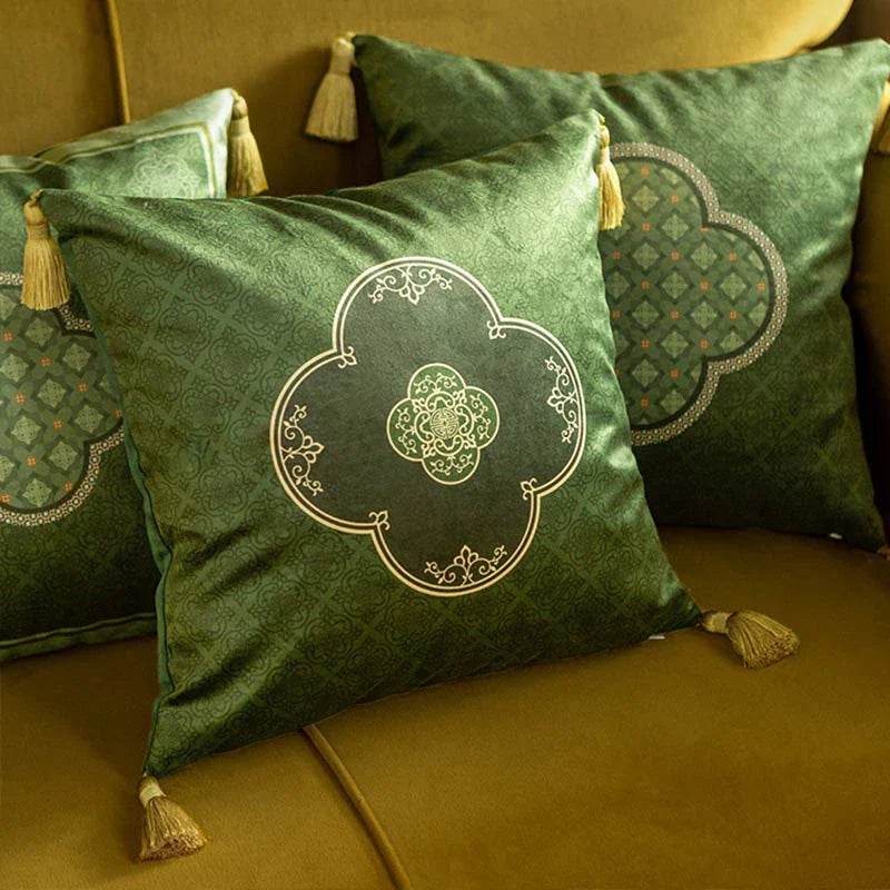 Chinoiserie Dark Green Luxurious Throw Pillow - SinoCultural -- SJZBZ060A01