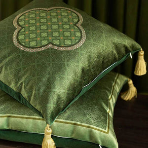 Chinoiserie Dark Green Luxurious Throw Pillow - SinoCultural -- SJZBZ060A01