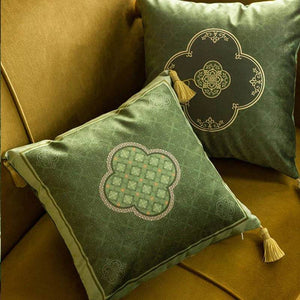 Chinoiserie Dark Green Luxurious Throw Pillow - SinoCultural -- SJZBZ060A01
