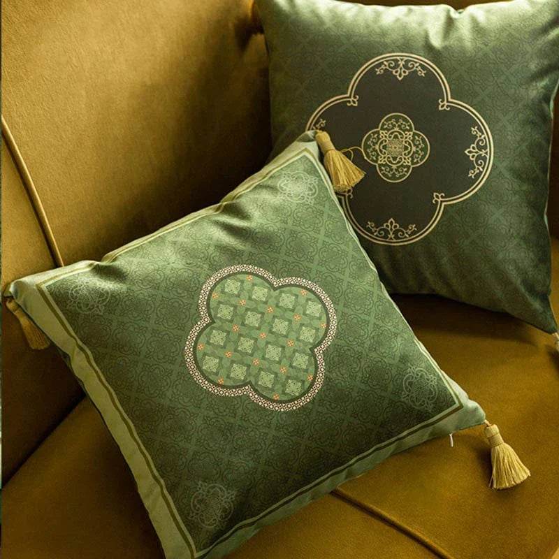 Chinoiserie Dark Green Luxurious Throw Pillow - SinoCultural -- SJZBZ060A01