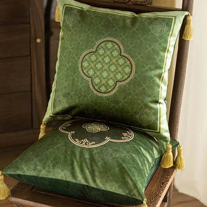 Chinoiserie Dark Green Luxurious Throw Pillow - SinoCultural -- SJZBZ060A01