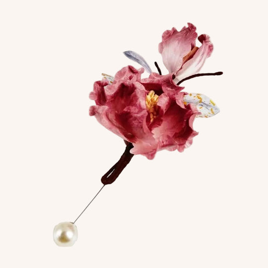 Niaoniao Peony Brooch | Original Chinese Intangible Heritage Ronghua Hair Accessories