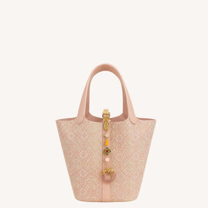 Shangjiukai Pink Dingsheng Song Brocade Basket Bag – New Chinese Style Silk Brocade Handbag-brocademodern