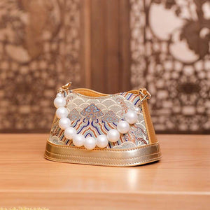 Shu Embroiderey Pearl Beaded Bucket Bag - SinoCultural -- P120550