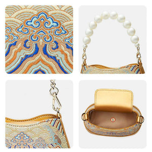Shu Embroiderey Pearl Beaded Bucket Bag - SinoCultural -- P120550