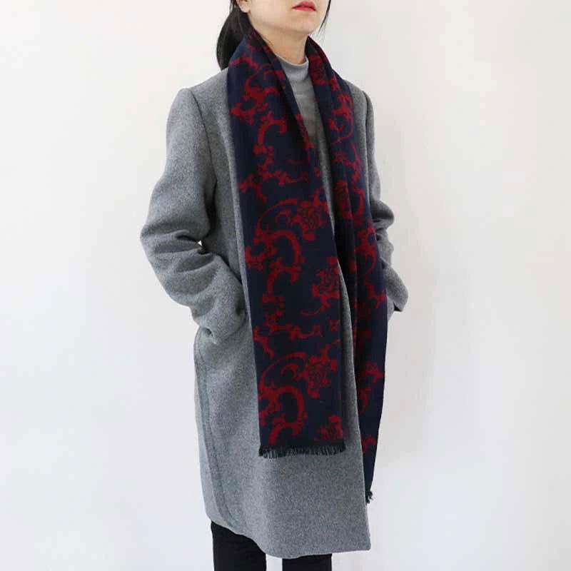 Luxurious Silk Velvet Autumn-Winter Scarf Cloud Pattern 30x180cm - SinoCultural -- LS042-1