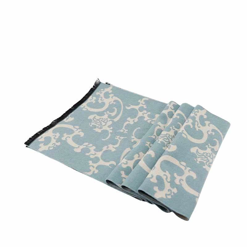Luxurious Silk Velvet Autumn-Winter Scarf Cloud Pattern 30x180cm - SinoCultural -- LS042-1