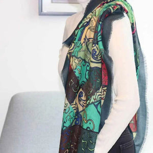 Vintage Silk and Wool Scarf Cloud Pattern 87x87cm & 100x100cm - SinoCultural -- LS058-2