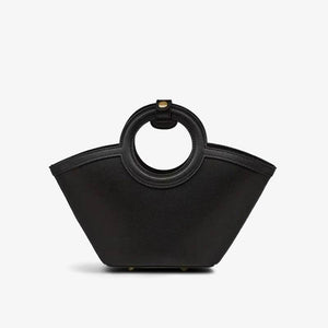 Xiangyunsha Silk Black Maple Leaves Basket Bag - SinoCultural -- P120497