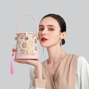 Song Brocade Fragrant Cloud Silk Bucket Bag - SinoCultural -- KM-0216-M2