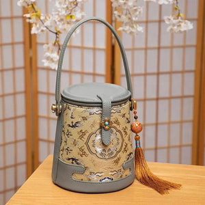 Song Brocade Fragrant Cloud Silk Bucket Bag - SinoCultural -- KM-0216-M2