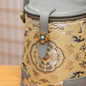 Song Brocade Fragrant Cloud Silk Bucket Bag - SinoCultural -- KM-0216-M2